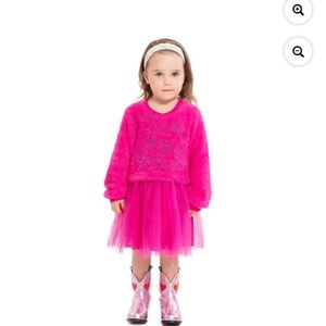 Strawberry Shortcake Toddler Girls Fuschia Eyelash Knit Tutu Dress Size 4T NWT